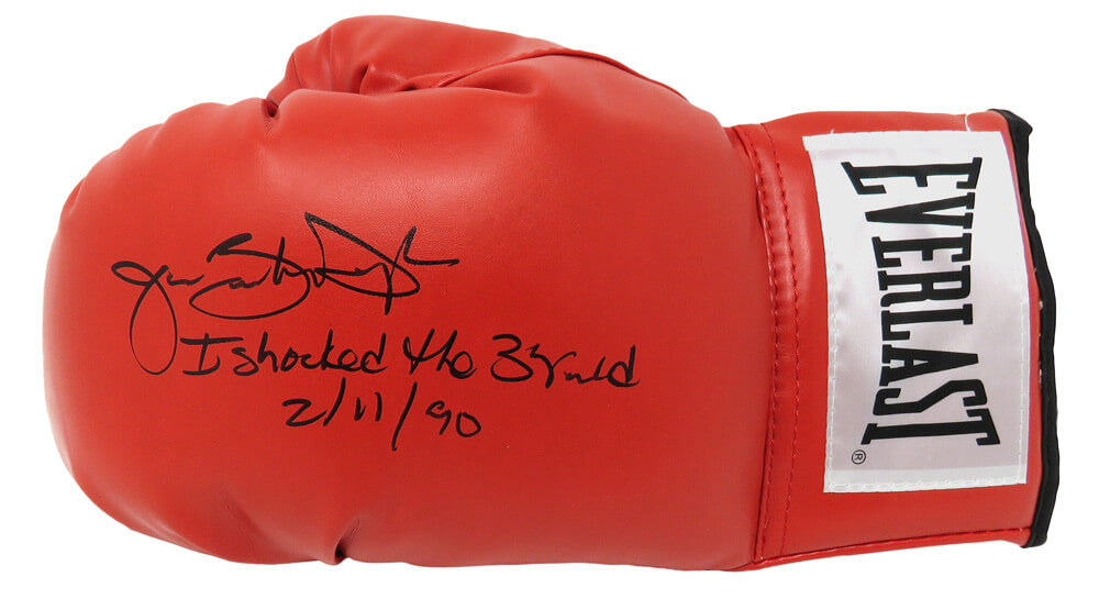 James Buster Douglas Signed Red Boxing Glove w/I Shocked The World 2-11-90