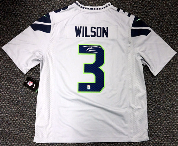 Seattle Seahawks Russell Wilson Autographed Framed Gray Nike Twill Jersey RW Holo Stock #185069