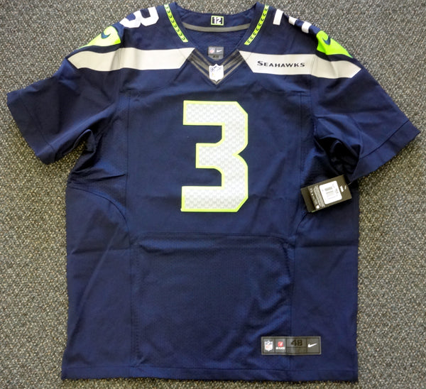 Seattle Seahawks Russell Wilson Autographed Blue Nike Elite Jersey Size 48 RW Holo Stock #60976