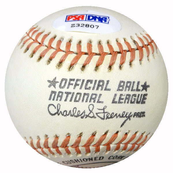 Hank Aaron Autographed Official NL Feeney Baseball Atlanta Braves Vintage Playing Days Signature PSA/DNA #Z32807