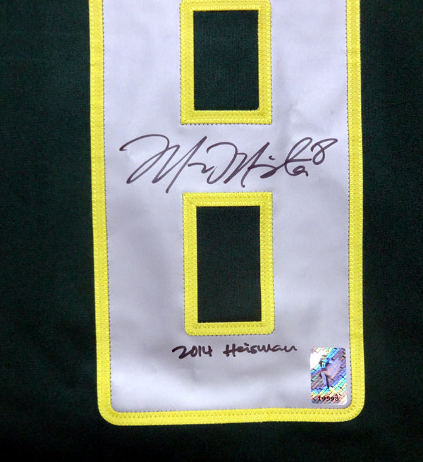 Oregon Ducks Marcus Mariota Autographed Green Nike Jersey "2014 Heisman" Size M MM Holo Stock #89855