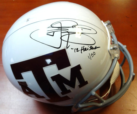 Johnny Manziel Autographed Texas A&M Aggies Helmet "12 Heisman" #1/50 Panini Holo #PA28304