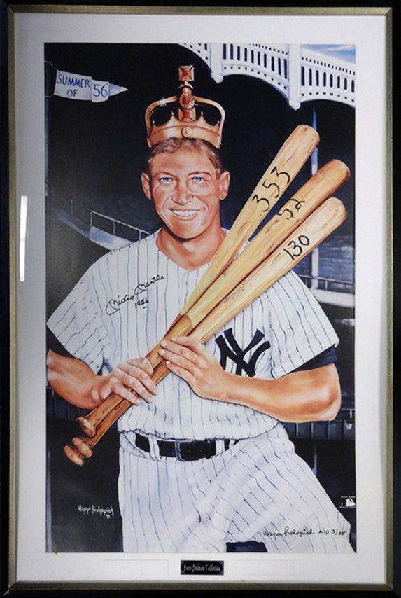 Mickey Mantle Autographed Framed 28x41 Poster Photo New York Yankees "1956" PSA/DNA #K43076