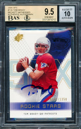 Tom Brady Autographed 2000 Upper Deck SPX Rookie Card #130 New England Patriots BGS 9.5 Auto Grade Gem Mint 10 #162/1350 Beckett BAS Witness #12973212