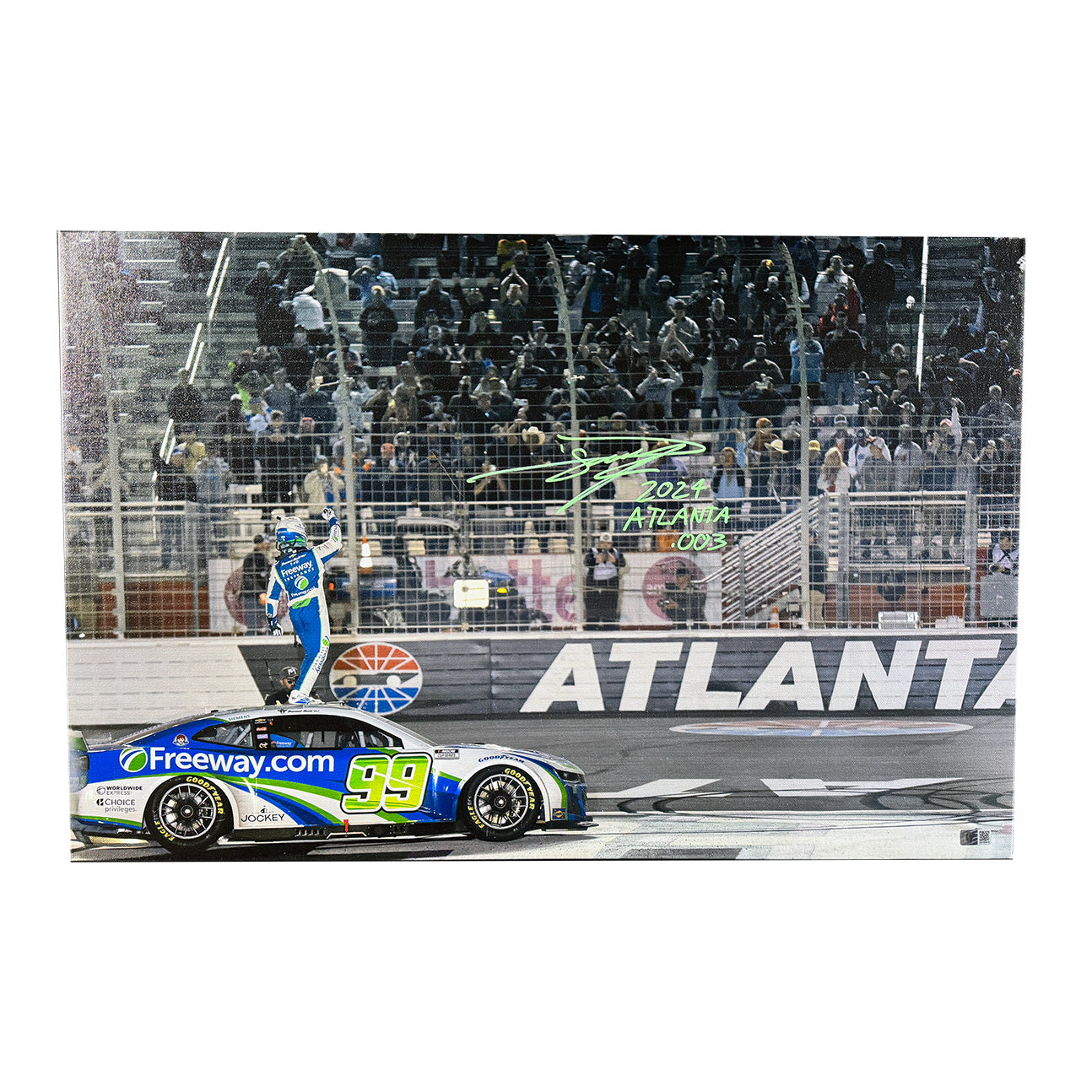 Daniel Suárez Signed 2024 Atlanta NASCAR Win 20x30 Canvas with "2024 Atlanta .003" Inscription (COA)