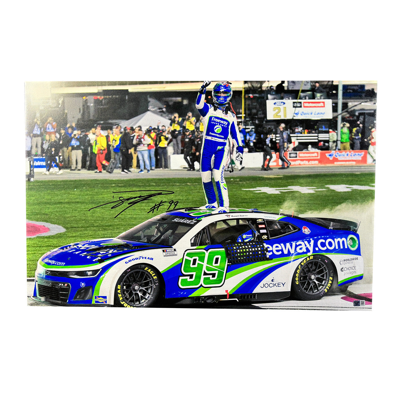 Daniel Suárez Signed NASCAR 2024 Atlanta Victory 20x30 Photo on SpeedCanvas with COA