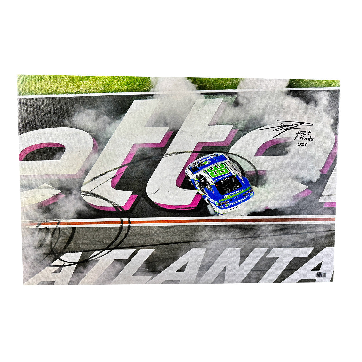 Daniel Suárez Signed NASCAR 2024 Atlanta Win 20x30 Canvas with "2024 Atlanta .003" Inscription (COA)