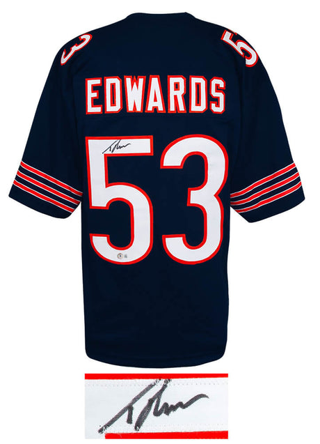 T.J. (TJ) Edwards Signed Navy Custom Football Jersey (Beckett HOLO)