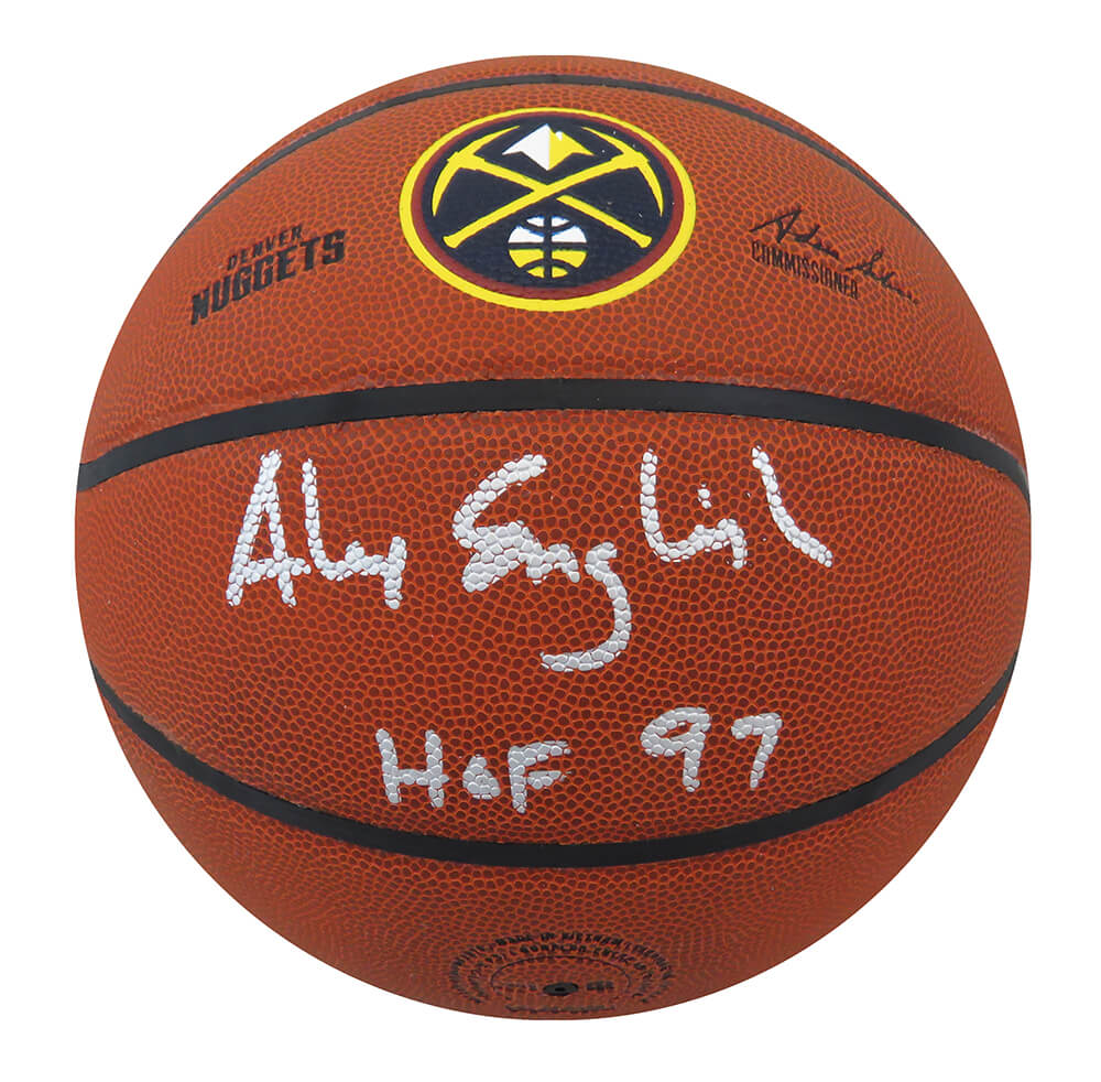 Alex English Signed Wilson Denver Nuggets Logo NBA Basketball w/HOF'97