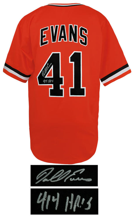 Darrell Evans Signed Orange Throwback Custom Baseball Jersey w/414 HRs