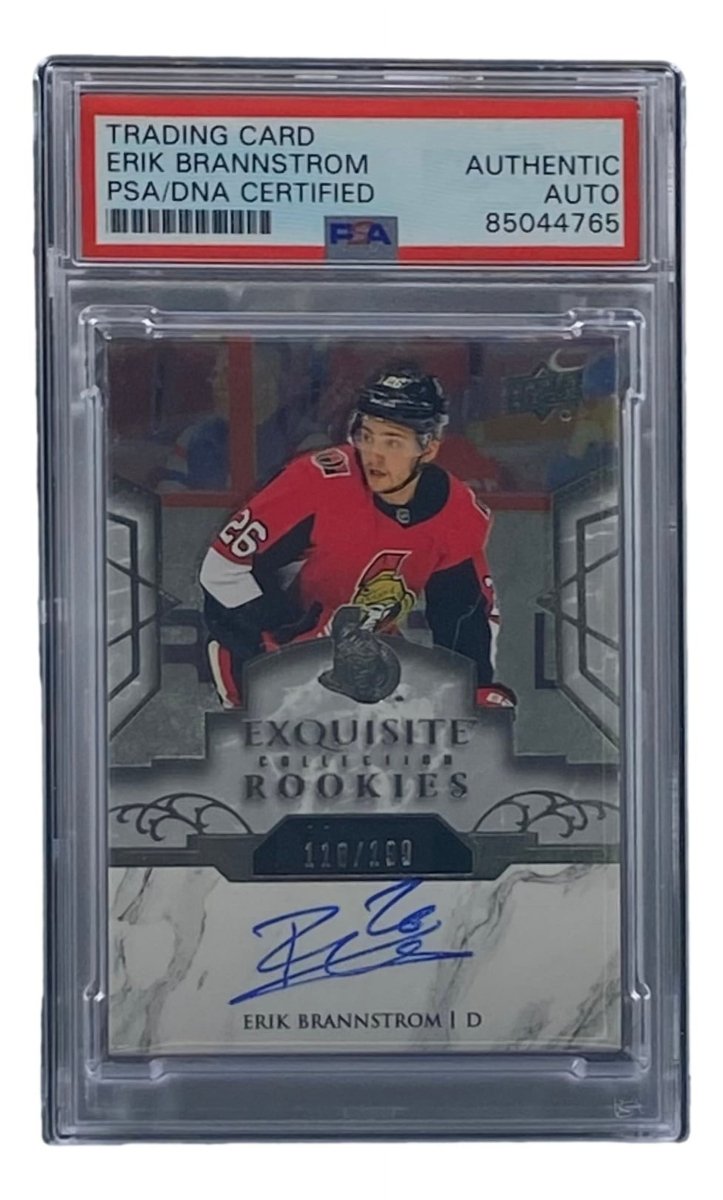 Erik Brannstrom Signed 2019 UD Exquisite #R16 Senators Hockey Card PSA/DNA - Sports Integrity