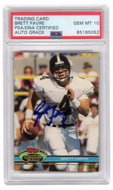 Brett Favre Signed 1991 Topps Stadium Club Rookie Football Card #94 - (PSA Encapsulated / Auto Grade 10)