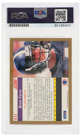 Brett Favre Signed 1991 Score Rookie Football Card #611 -(PSA Encapsulated / Auto Grade 8)