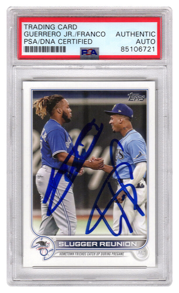 Vladimir Guerrero Jr & Wander Franco Signed 2022 Topps Slugger Reunion Baseball Card #329 - (PSA Encapsulated)