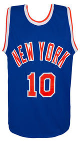 Walt Frazier Signed Blue Custom Basketball Jersey