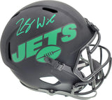 Zach Wilson Autographed New York Jets Eclipse Black Full Size Replica Speed Helmet Beckett BAS QR Stock #194730