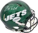 Zach Wilson Autographed New York Jets Green Full Size Authentic Speed Helmet Beckett BAS QR Stock #194727