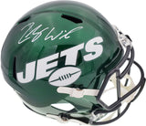 Zach Wilson Autographed New York Jets Green Full Size Replica Speed Helmet Beckett BAS QR Stock #194726