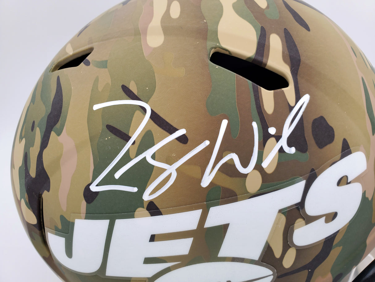 Zach Wilson Autographed New York Jets Camo Full Size Replica Speed Helmet Beckett BAS QR Stock #194725