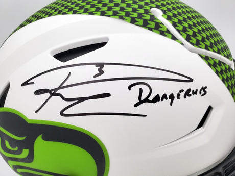 Russell Wilson Autographed Seattle Seahawks White Lunar Eclipse Full Size Authentic Hyper Speed Flex Helmet "DangeRuss" RW Holo & Beckett BAS Stock #194026