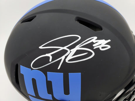 Saquon Barkley Autographed New York Giants Eclipse Black Full Size Authentic Speed Helmet Beckett BAS Stock #192185