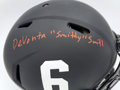 Devonta Smith Autographed Alabama Crimson Tide Eclipse Black Full Size Authentic Speed Helmet "Smitty" Beckett BAS Stock #191977