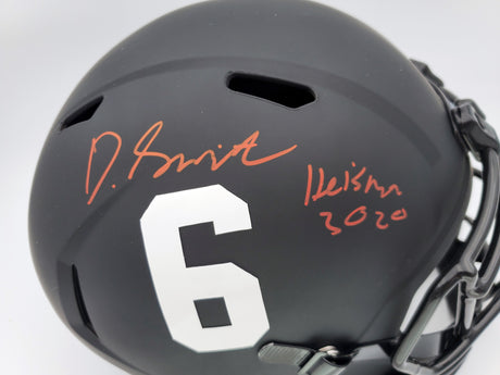 Devonta Smith Autographed Alabama Crimson Tide Eclipse Black Full Size Replica Speed Helmet "Heisman 2020" Beckett BAS Stock #191976