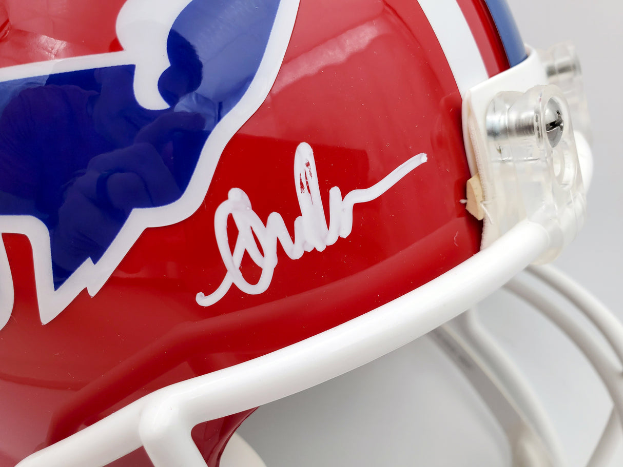 Buffalo Bills Team Greats Autographed Authentic Proline Full Size Red Helmet With 3 Signatures Including Jim Kelly, Thurman Thomas & Andre Reed Beckett BAS Stock #185862