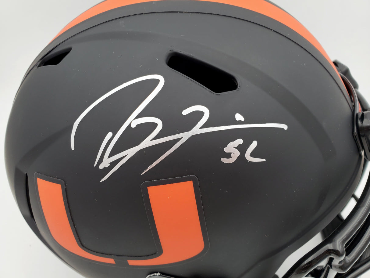 Ray Lewis Autographed Eclipse Black Miami Hurricanes Full Size Speed Replica Helmet Beckett BAS Stock #185803