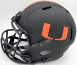 Ray Lewis Autographed Eclipse Black Miami Hurricanes Full Size Speed Replica Helmet Beckett BAS Stock #185803