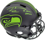 Russell Wilson Autographed Seattle Seahawks Eclipse Black Full Size Speed Authentic Helmet "SB XLVIII Champs" RW Holo & Beckett BAS Stock #182235