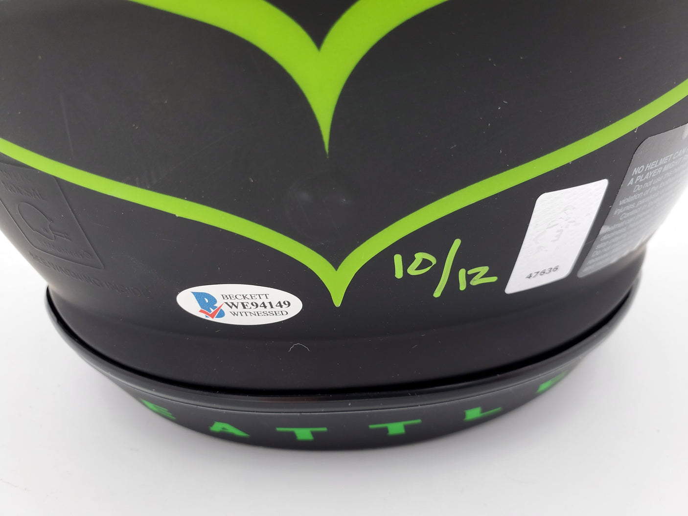 Russell Wilson Autographed Seattle Seahawks Eclipse Black Full Size Speed Authentic Helmet "Let Russ Cook!" LE #/12 RW Holo & Beckett BAS Stock #182234