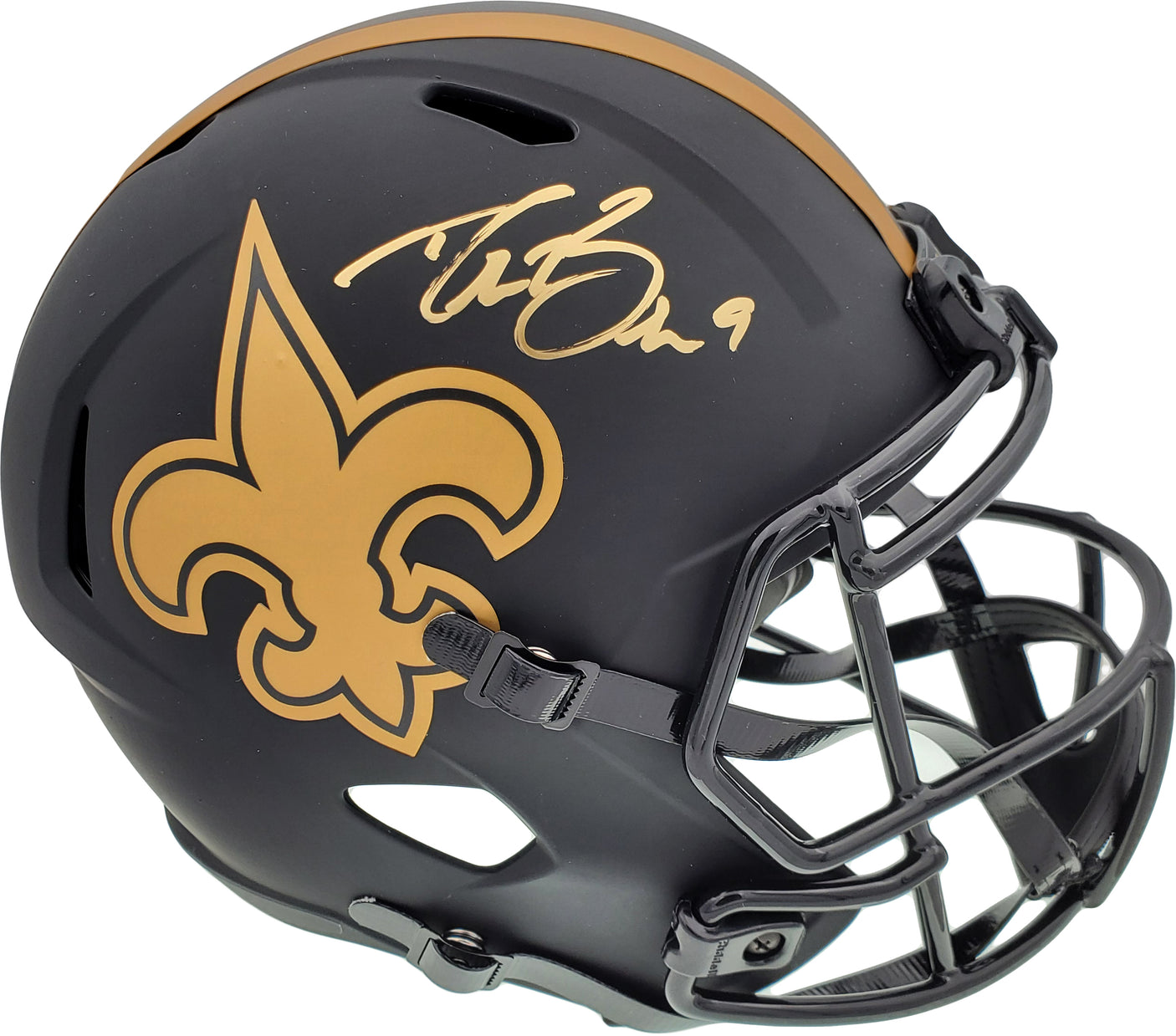 Drew Brees Autographed New Orleans Saints Black Eclipse Full Size Speed Replica Helmet Beckett BAS Stock #177123