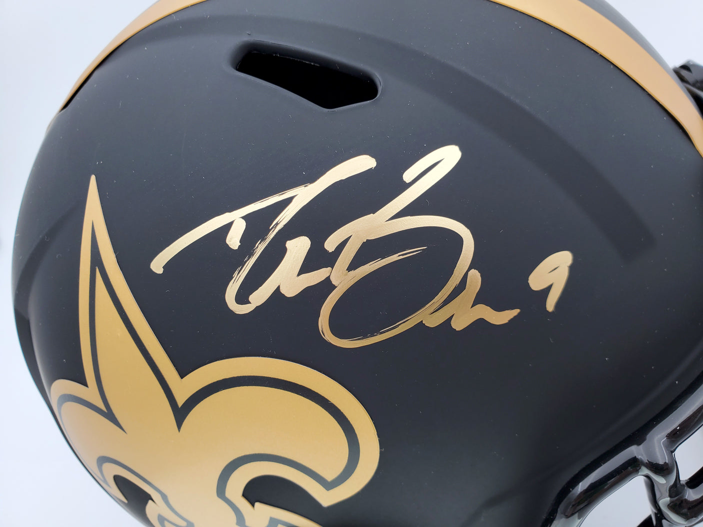 Drew Brees Autographed New Orleans Saints Black Eclipse Full Size Speed Replica Helmet Beckett BAS Stock #177123