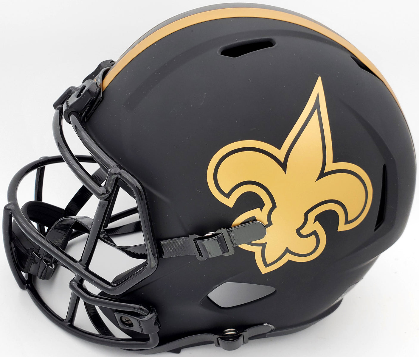 Drew Brees Autographed New Orleans Saints Black Eclipse Full Size Speed Replica Helmet Beckett BAS Stock #177123