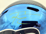 Russell Wilson Autographed Seattle Seahawks Blue Chrome Speed Full Size Replica Helmet In Green RW Holo Stock #145779