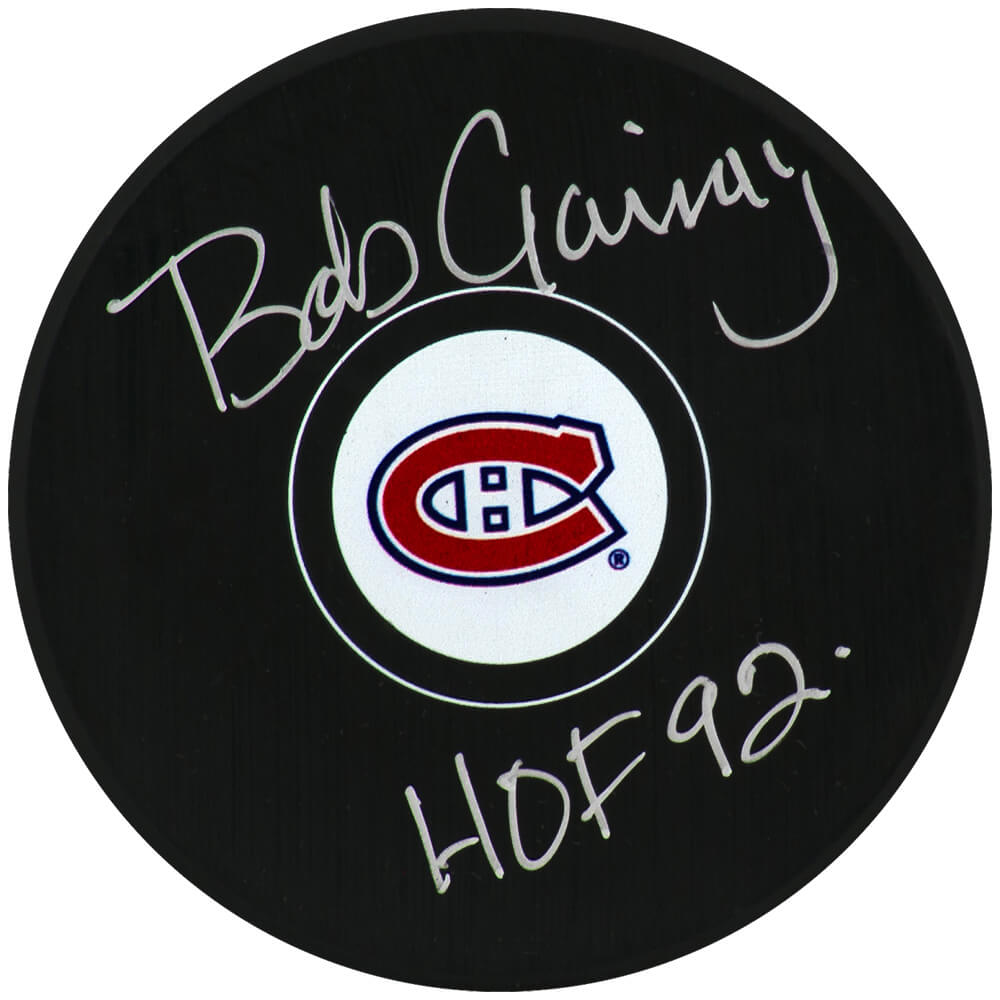 Bob Gainey Signed Canadiens (Small Logo) Hockey Puck w/HOF'92