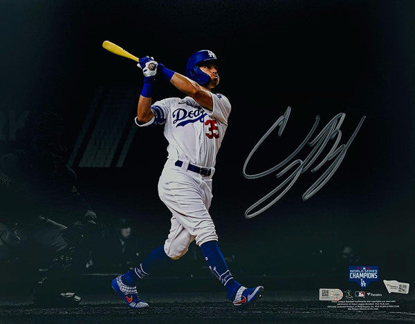 CODY BELLINGER Autographed Los Angeles Dodgers 2020 MLB World Series Champions 11" x 14" Spotlight Photograph FANATICS