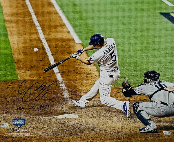 COREY SEAGER Autographed / Inscribed "2020 WS MVP" Los Angeles Dodgers 2020 MLB World Series Champions 16' x 20' Photograph FANATICS