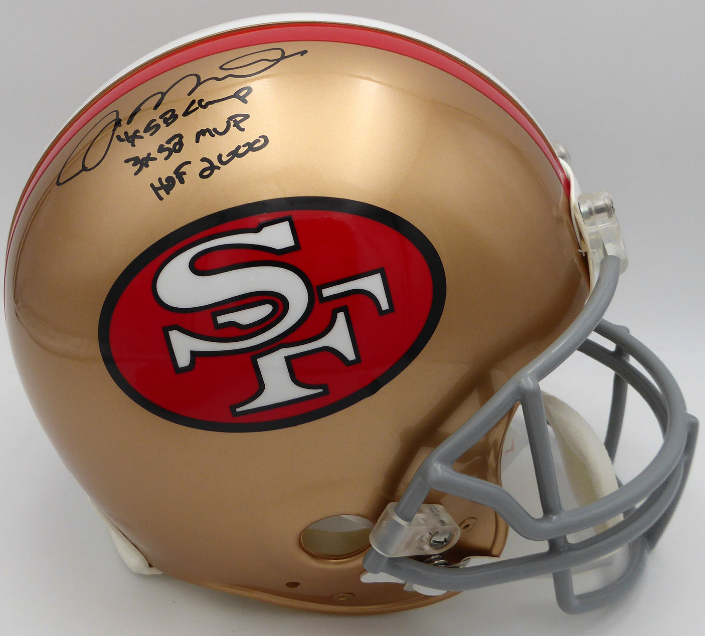 Joe Montana Autographed Authentic Full Size Helmet San Francisco 49ers "4X SB Champs, 3X SB MVP, HOF 2000" Beckett BAS Witness #WE46546