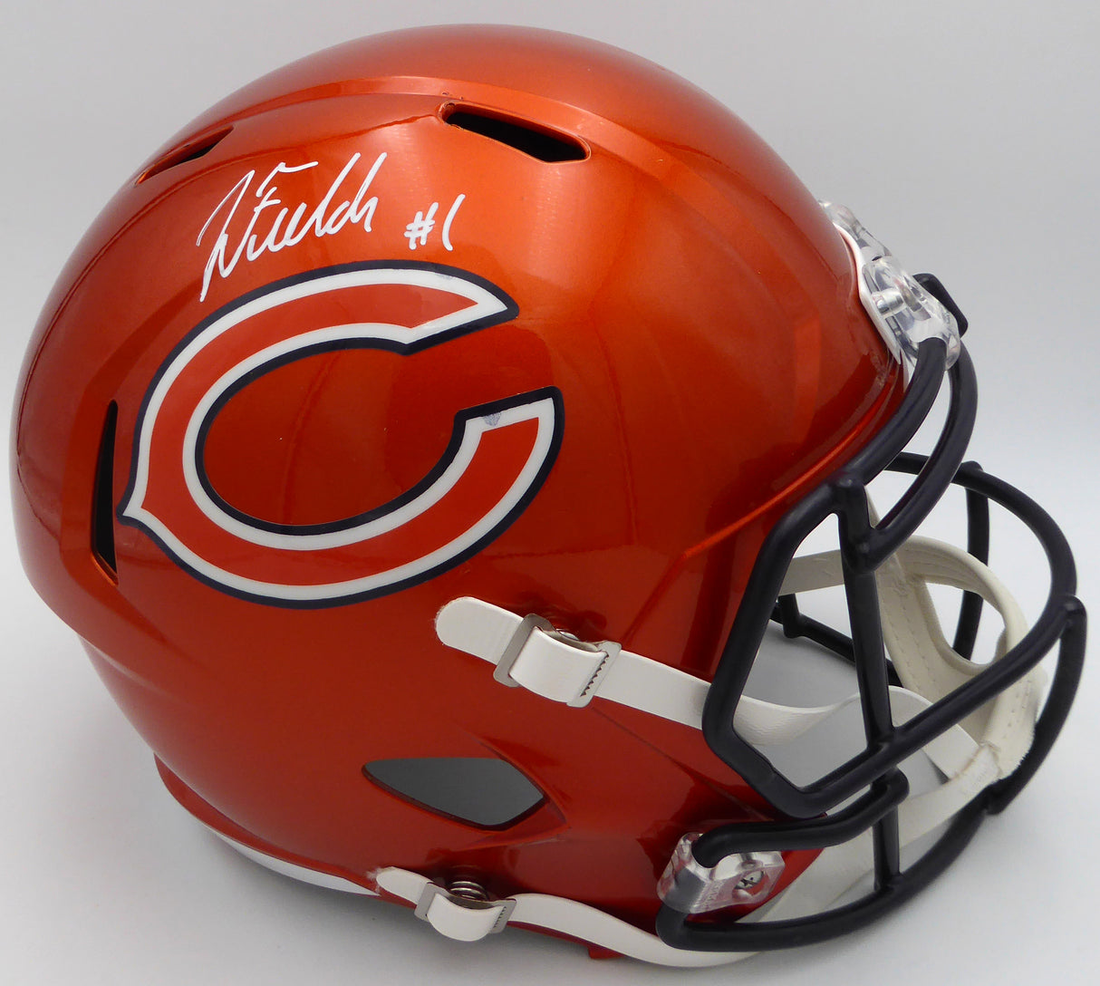 Justin Fields Autographed Orange Flash Speed Replica Full Size Helmet Chicago Bears Beckett BAS Witness #WN28358