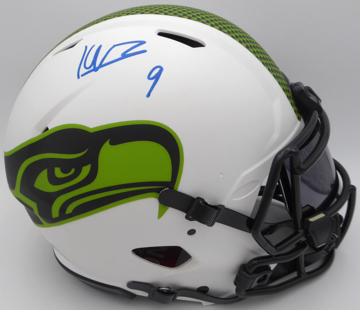 Kenneth Walker Autographed White Lunar Authentic Full Size Helmet Seattle Seahawks With Visor Beckett BAS QR #R53055