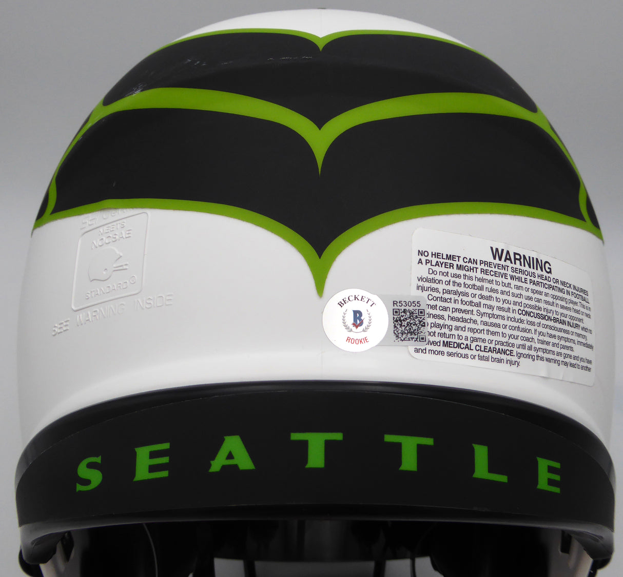 Kenneth Walker Autographed White Lunar Authentic Full Size Helmet Seattle Seahawks With Visor Beckett BAS QR #R53055