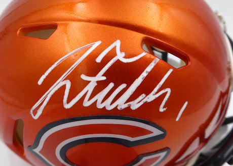 Justin Fields Autographed Chicago Bears Flash Orange Mini Helmet Beckett BAS QR #W176156