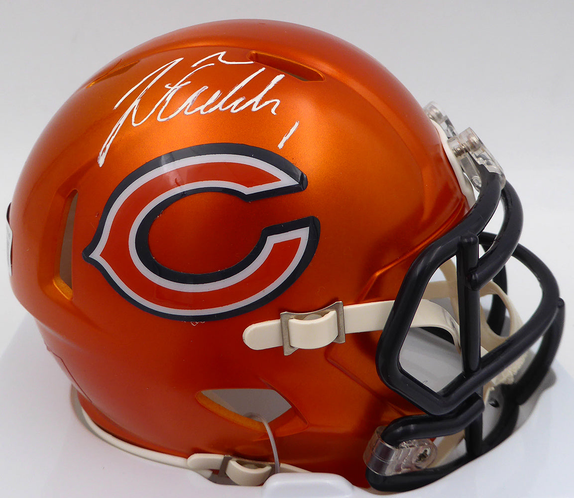 Justin Fields Autographed Chicago Bears Flash Orange Mini Helmet Beckett BAS QR #W176148