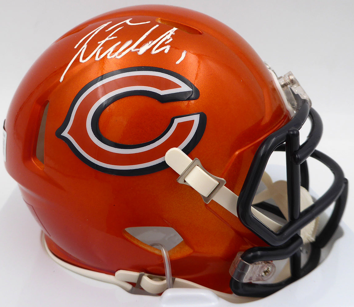 Justin Fields Autographed Chicago Bears Flash Orange Mini Helmet Beckett BAS QR #W176048