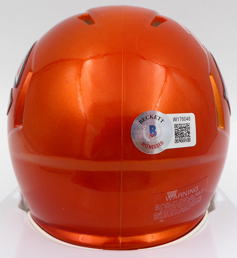 Justin Fields Autographed Chicago Bears Flash Orange Mini Helmet Beckett BAS QR #W176048