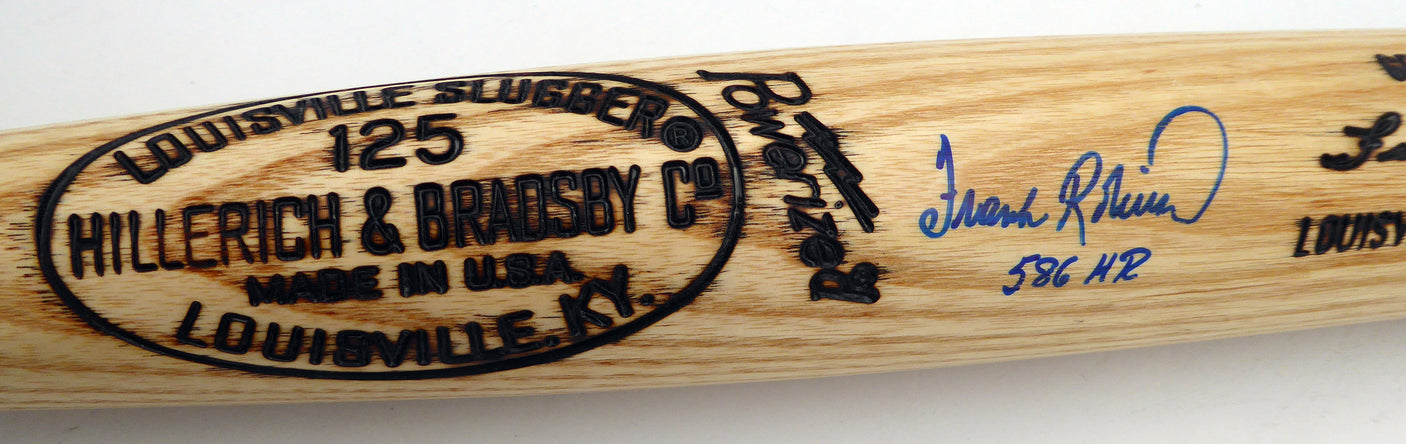 Frank Robinson Autographed Louisville Slugger Bat Baltimore Orioles "586 HR" Beckett BAS QR #BN96282