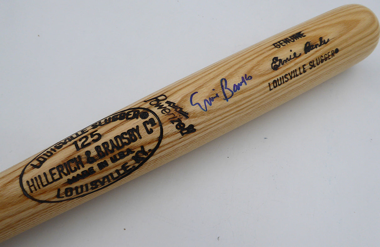 Ernie Banks Autographed Louisville Slugger Bat Chicago Cubs Beckett BAS QR #BM96279