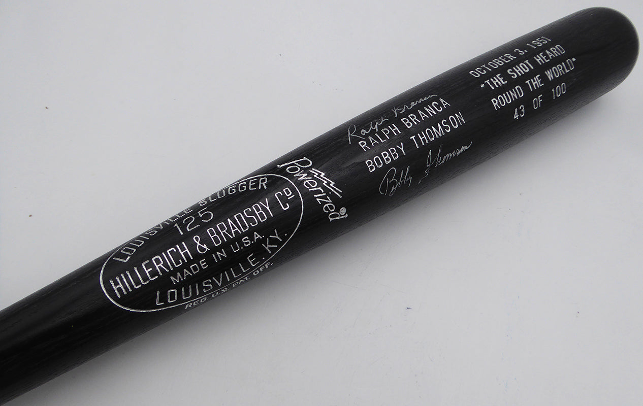 Bobby Thomson & Ralph Branca Autographed Louisville Slugger Bat The Shot Heard Round The World Beckett BAS QR #BP55329